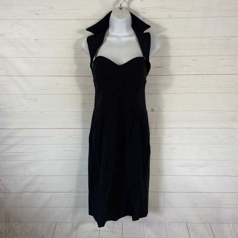 SNAP Sleeveless Stretch Sheath Dress Juniors Size 11 Black Zip Back Collared